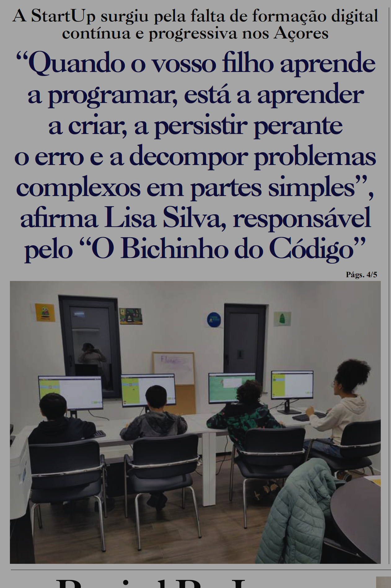 Aulas presenciais O Bichinho do Código — destaque no Atlântico Expresso